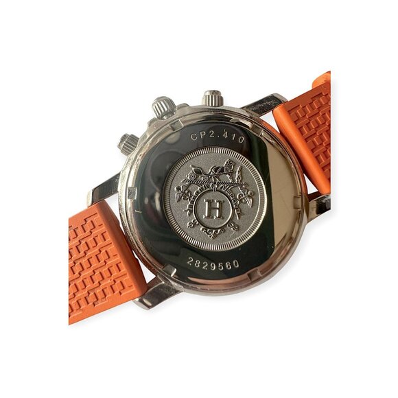 Hermès Clipper CP2.410 Diver Chronograph 36mm Orange Strap Watch Set - Picture 13 of 16